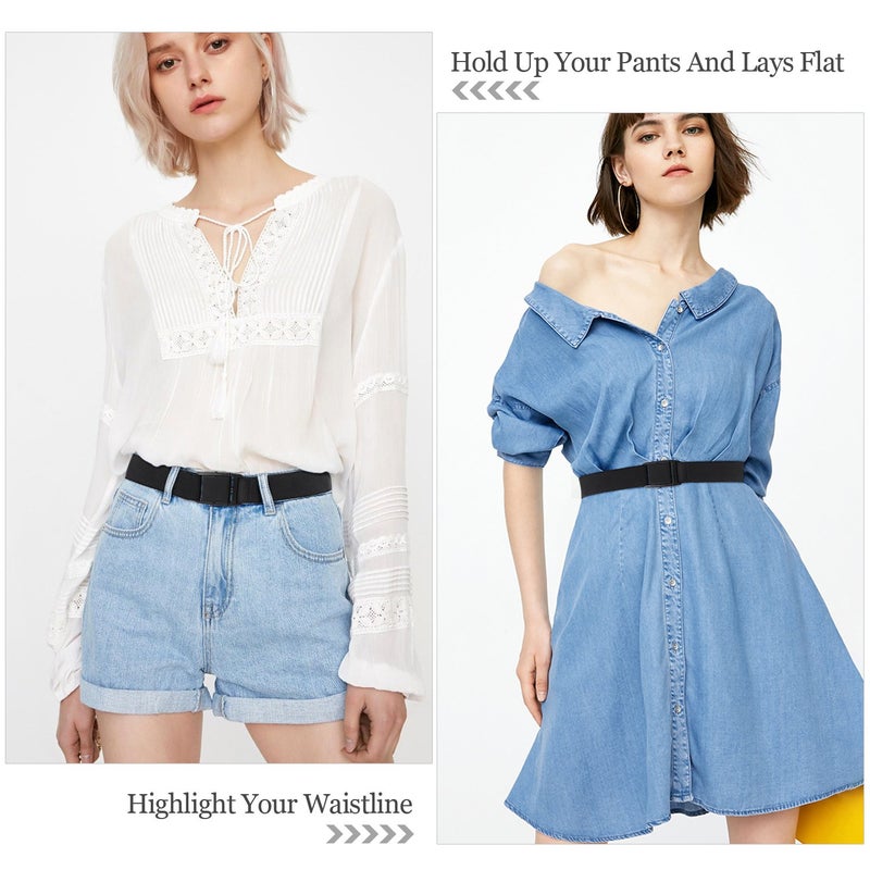 JASGOOD No Show Women Stretch Belt Invisible Elastic Web Strap Belt with Flat Buckle for Jeans Pants Dresses - Image 2